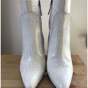 White alligator print booties